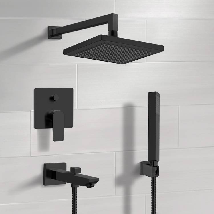 Tub and Shower Faucet, Remer TSH41, Matte Black Tub and Shower Set with 8